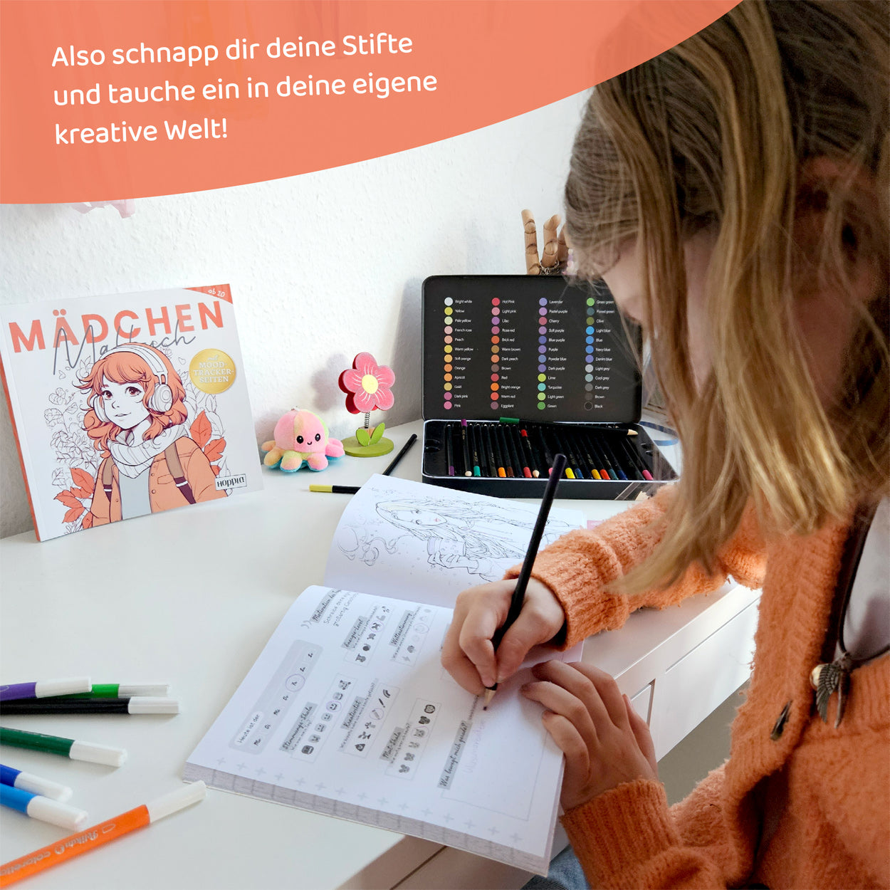 Mädchen Malbuch mit Moodtracker