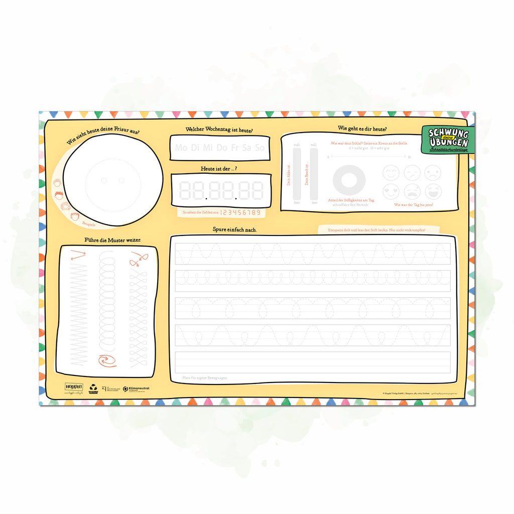 Schreibtischunterlage Schwungübungen (Gelb)