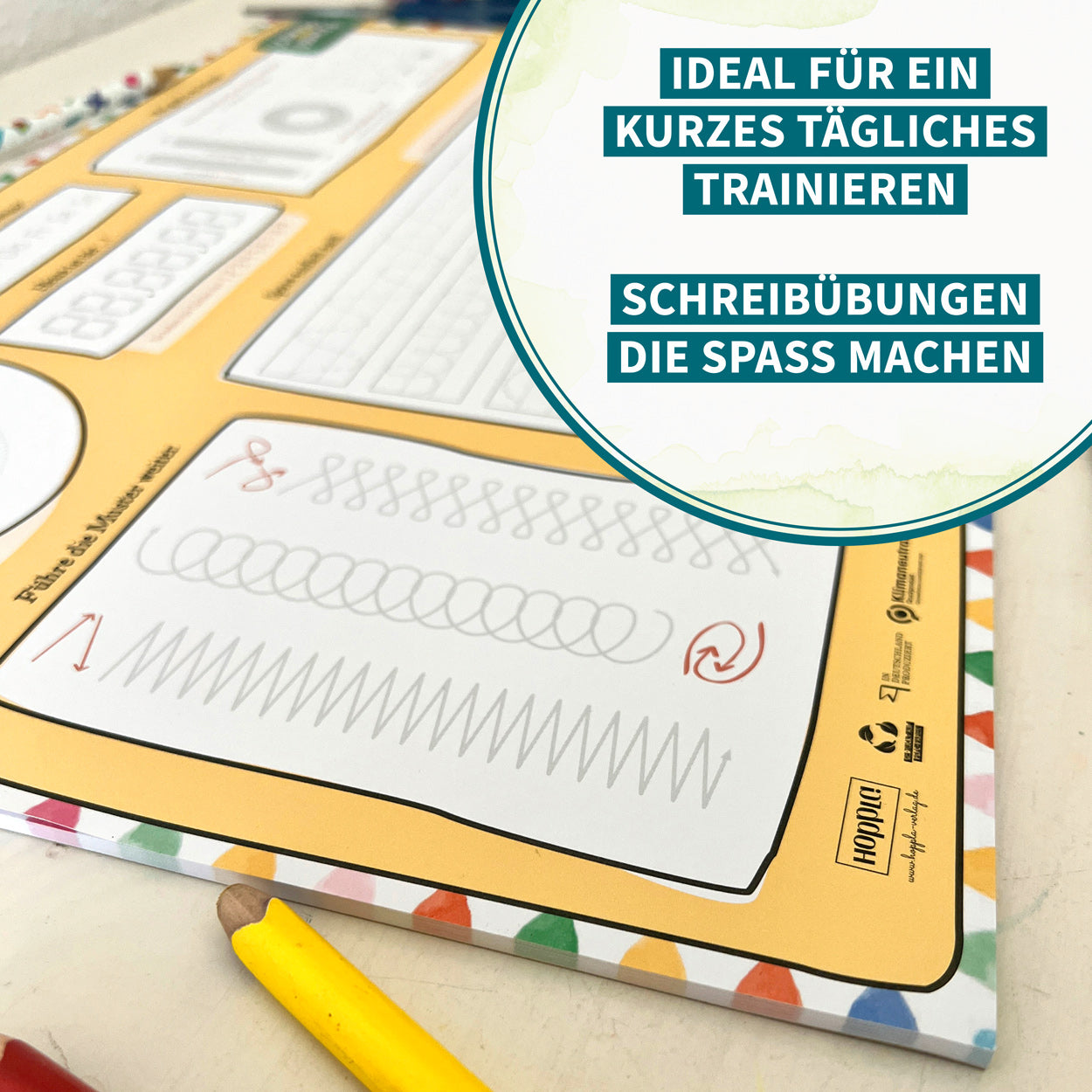 Schreibtischunterlage Schwungübungen (Gelb)