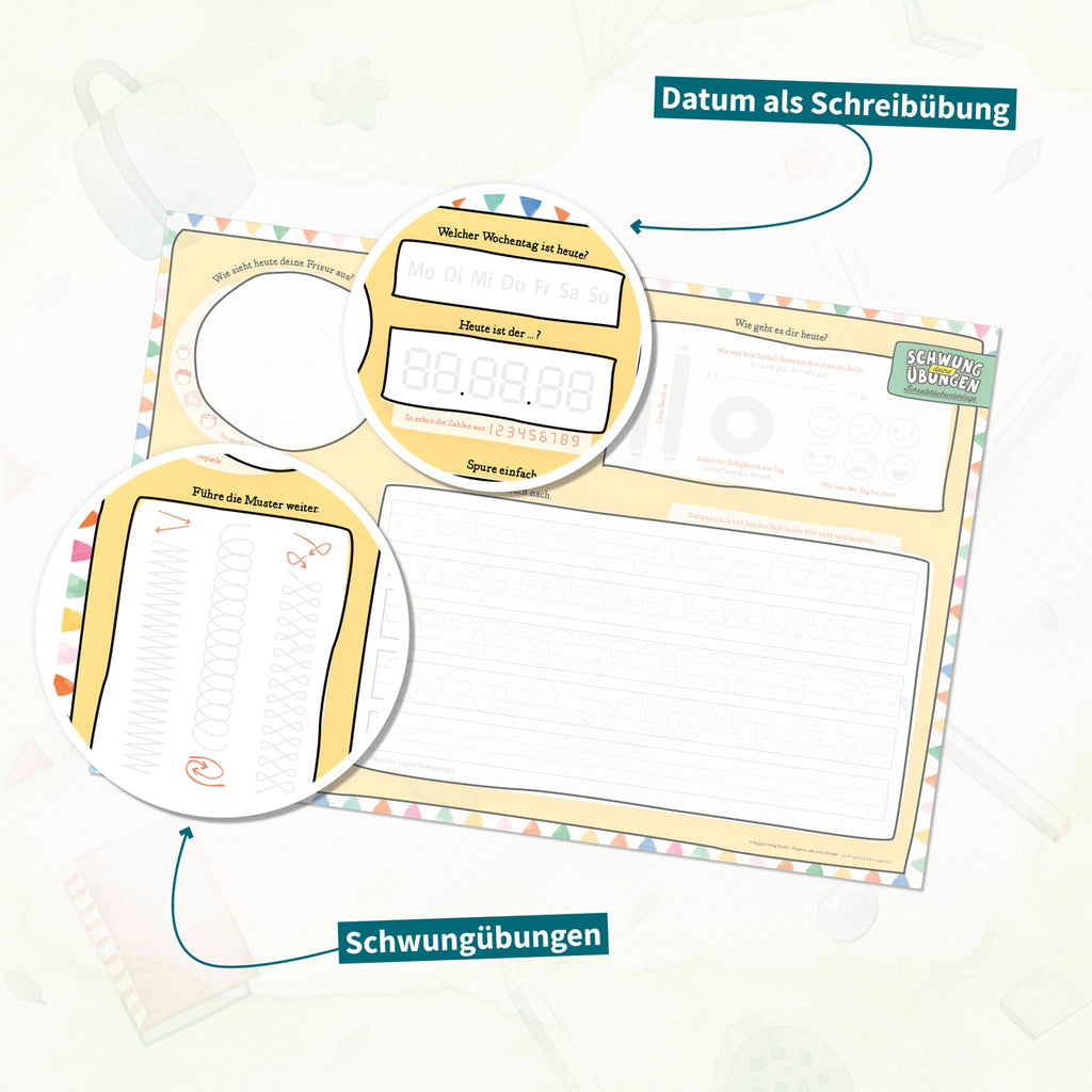 Schreibtischunterlage Schwungübungen (Gelb)