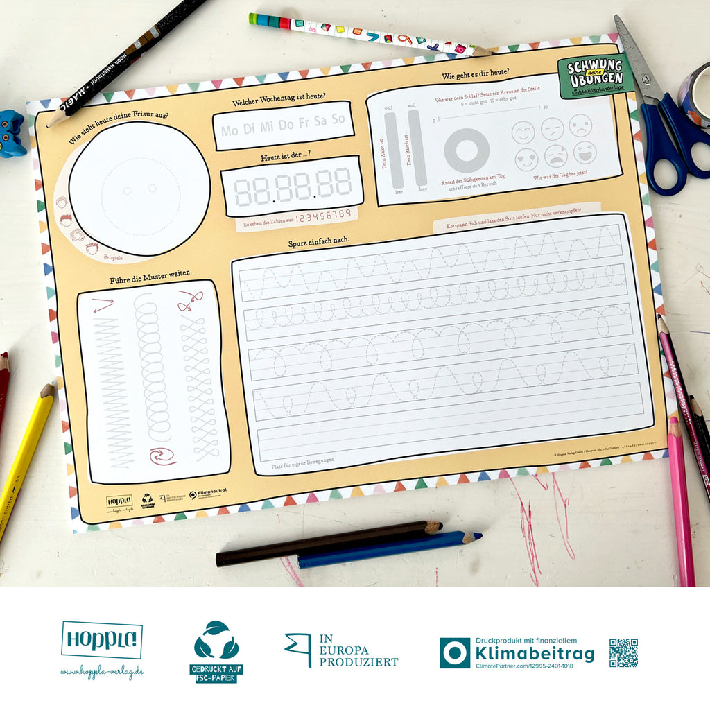 Schreibtischunterlage Schwungübungen (Gelb)