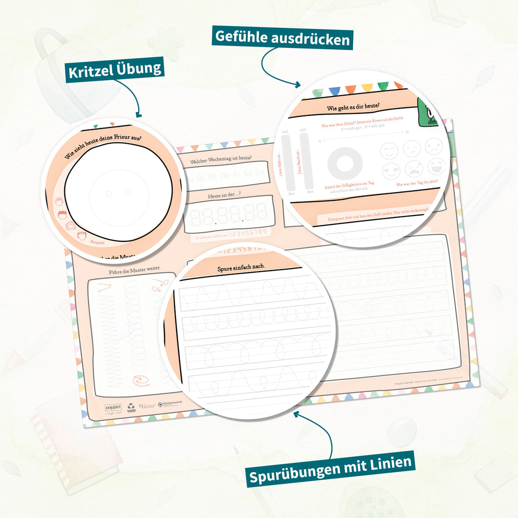 Schreibtischunterlage Schwungübungen (Rot)