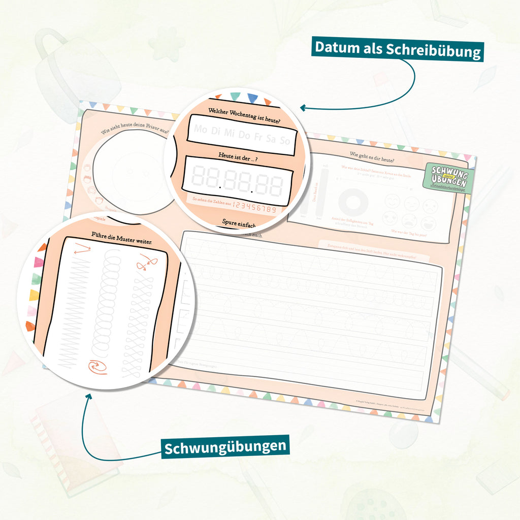 Schreibtischunterlage Schwungübungen (Rot)