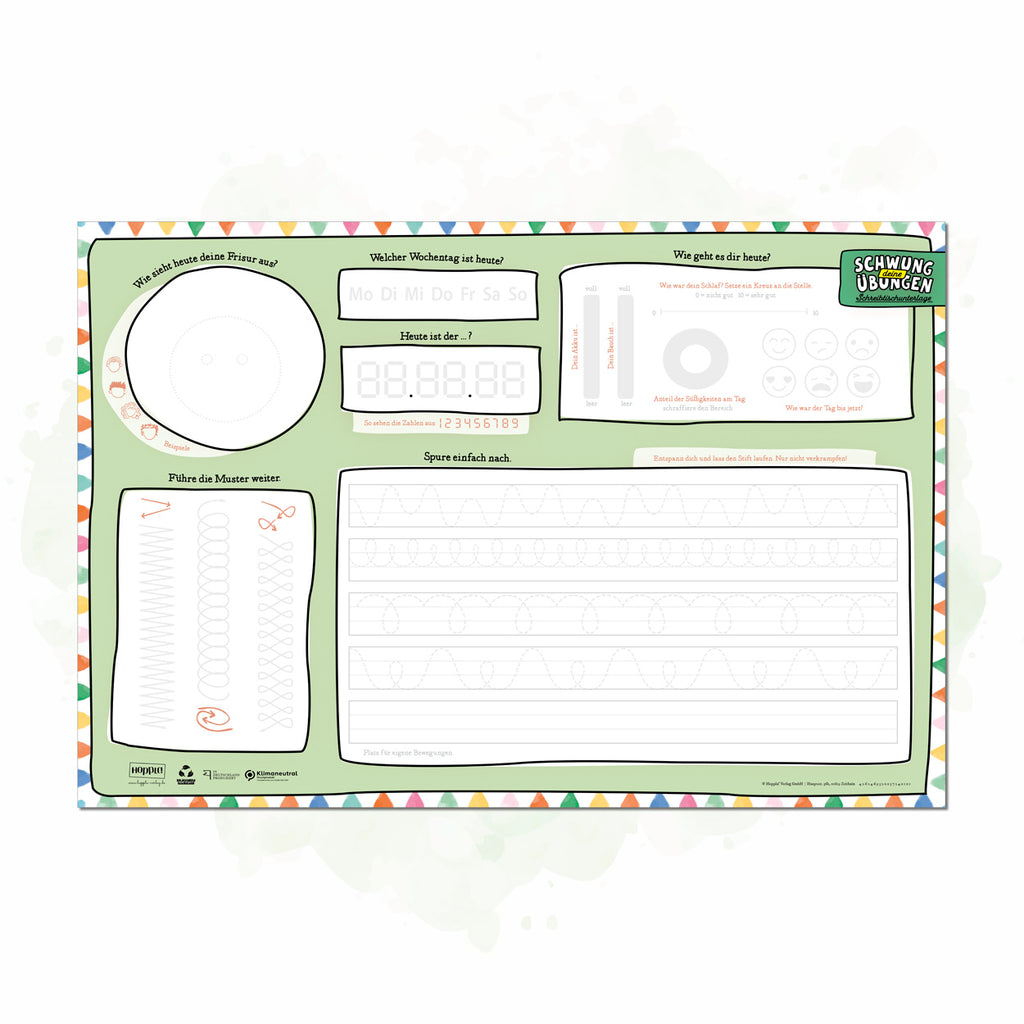 Schreibtischunterlage Schwungübungen (Grün)