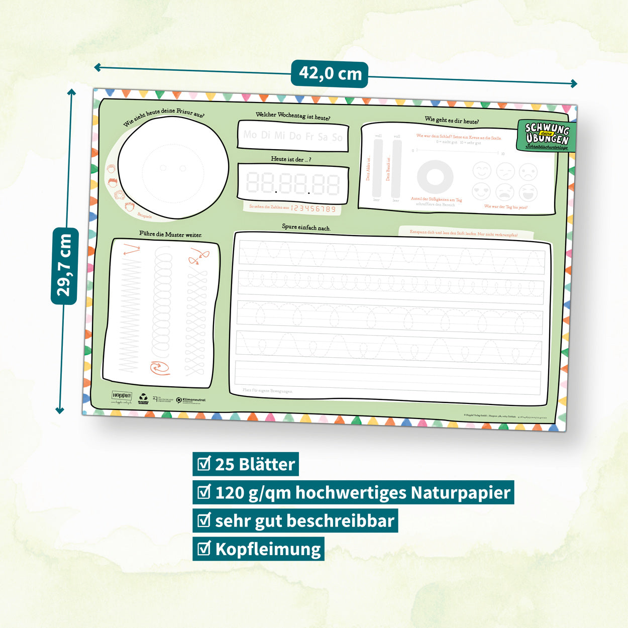 Schreibtischunterlage Schwungübungen (Grün)