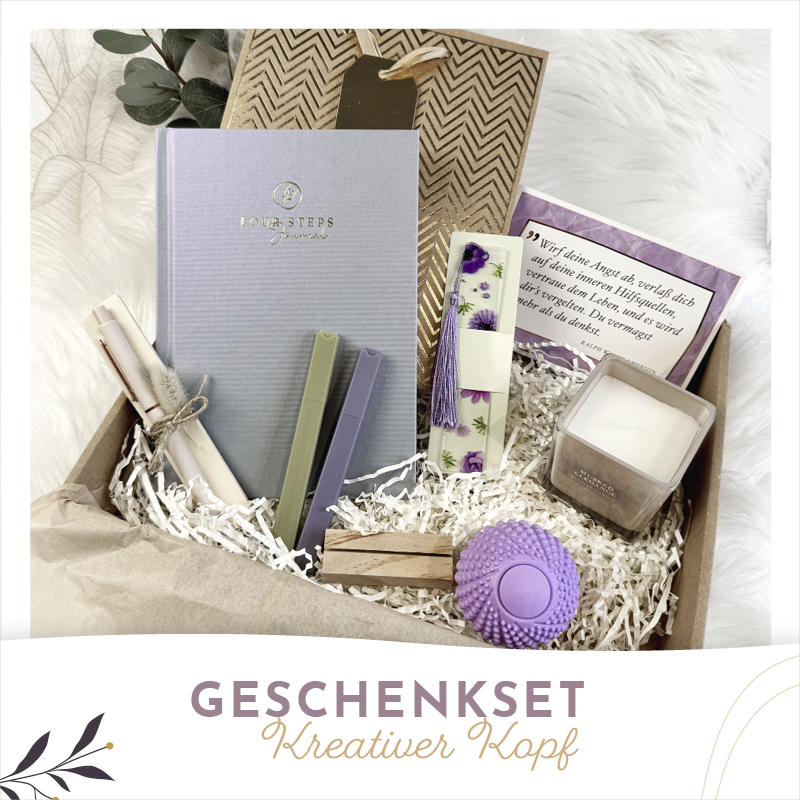 Geschenkset "Kreativer Kopf" – Dein Ritual für Achtsamkeit & Inspiration (inkl. Das FOUR STEPS Journal® Flieder)