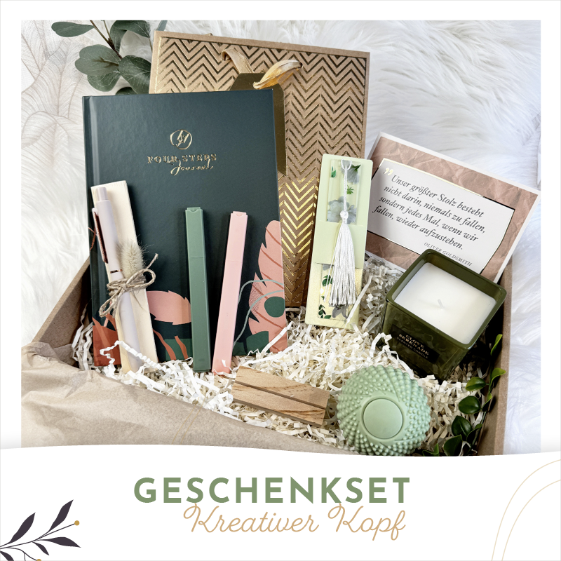 Geschenkset "Kreativer Kopf" – Dein Ritual für Achtsamkeit & Inspiration (inkl. Das FOUR STEPS Journal® Floral)